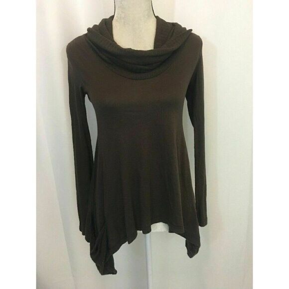 Splendid Womens Solid Brown Long Sleeve Cowl Neck Top Xs - Picture 1 of 6